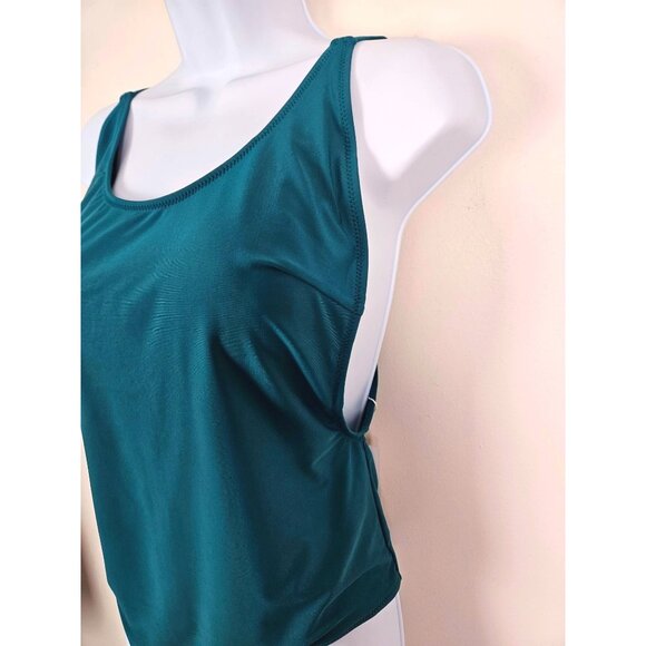 Pretty Garden Womens Teal One-Piece Swimsuit Sz Large Low Back Scoop Neck Beach - Picture 5 of 10